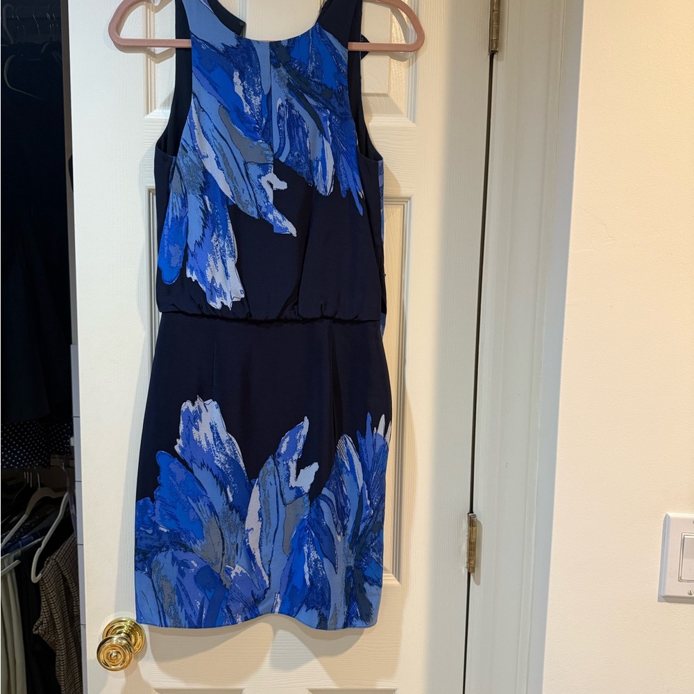 Tibi Navy and Blue Floral Mini Dress